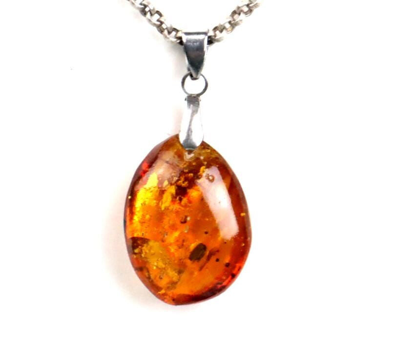 Natural Dominican Yellow Amber Pendant 33mm Clear Orange – photo 6