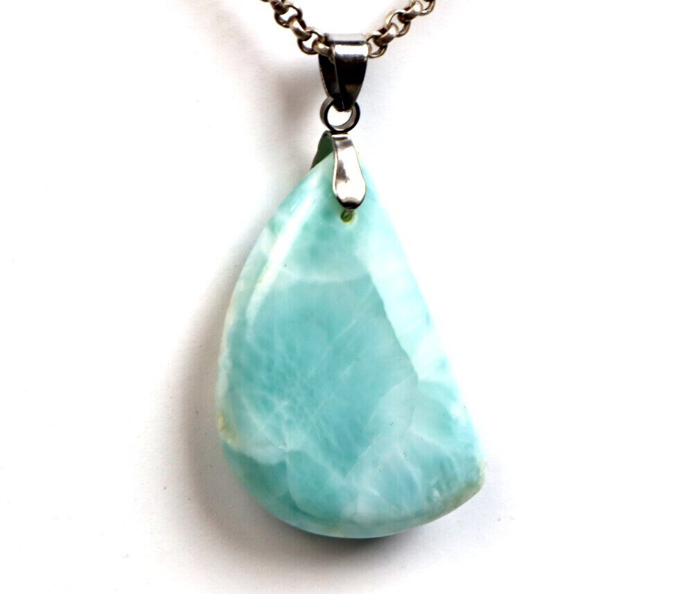 Charming Design Natural Light Blue Larimar Pendant 46mm – photo 3