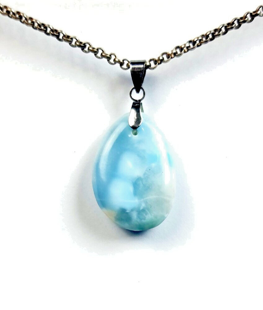 Charming Design Natural Sky Blue Larimar Pendant 38mm – photo 3
