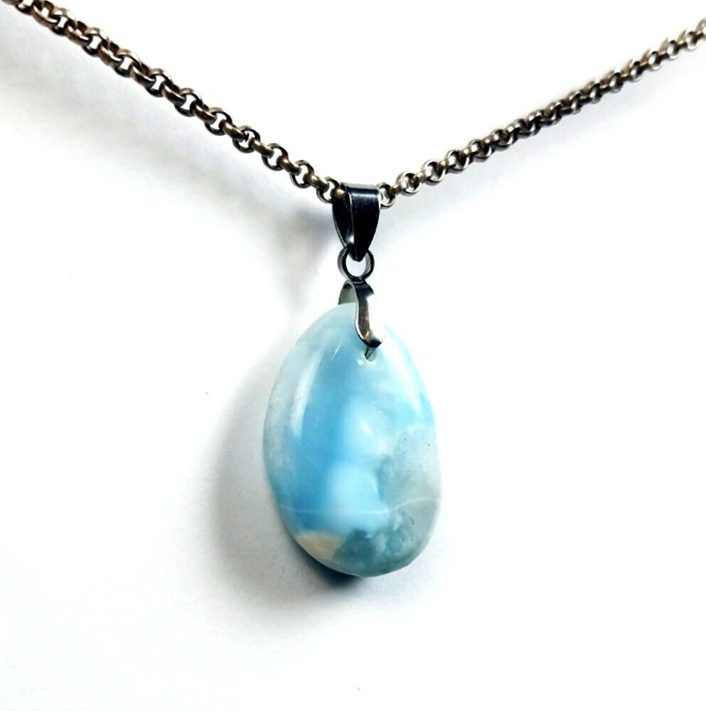 Charming Design Natural Sky Blue Larimar Pendant 38mm – photo 6