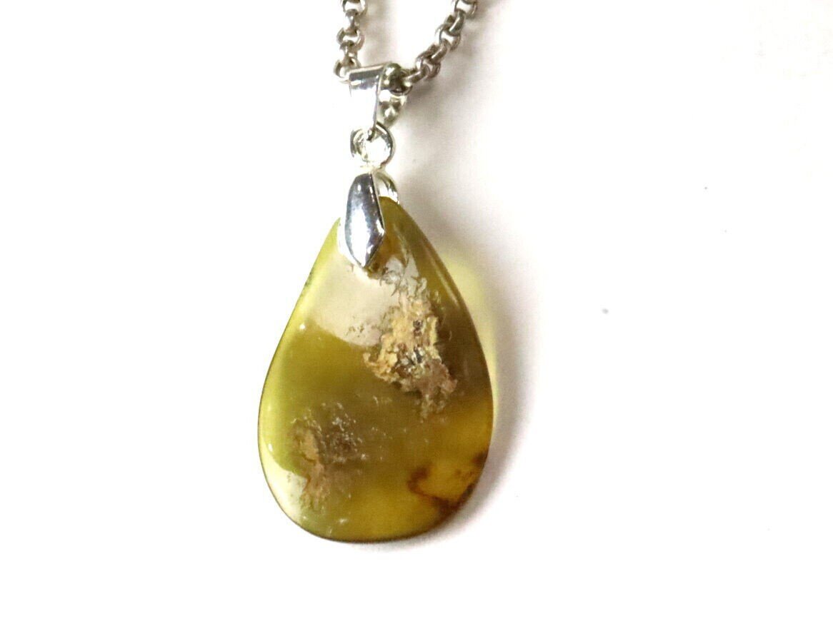 Unique Dominican genuine Natural Clear Light Green Amber Pendant 42mm – photo 7
