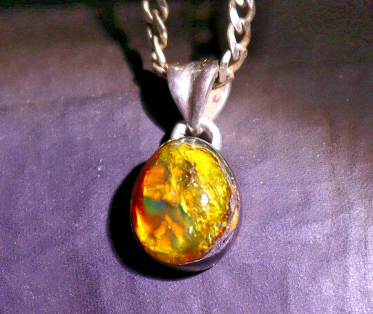 Beautiful Natural Clear Yellow Green Amber .925 Sterling Silver Pendant 23mm – photo 6