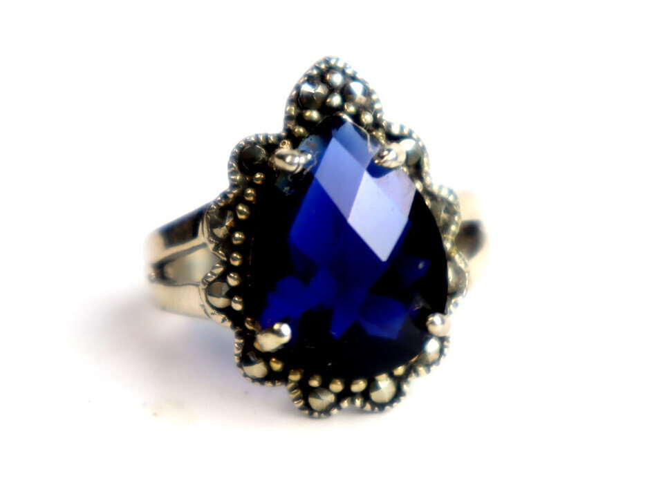 Finest Clear Deep Blue Topaz .925 Sterling Silver Ring #9.5 – photo 4