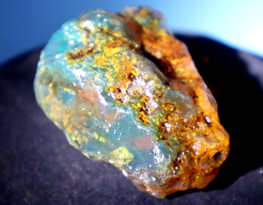 Exquisite Natural Dominican Crystal Clear Orange Blue Amber Rough Specimen 65mm – photo 6