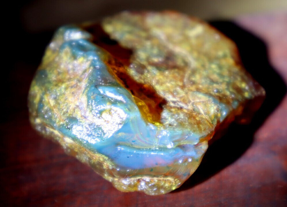 Impressive Natural Crystal Clear Sky Blue Yellow Amber Rough Specimen 54mm 24g – photo 4