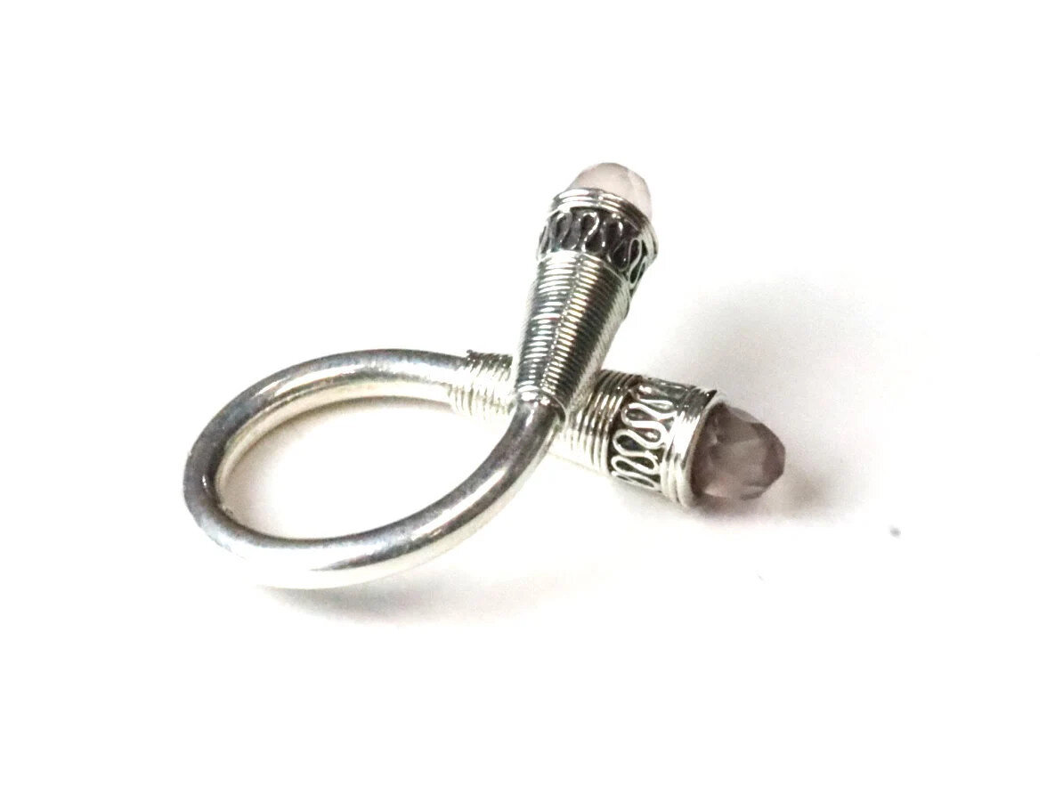 Outstanding Handcrafted Clear Smoky Purple Amethyst .925 Sterling Silver Ring