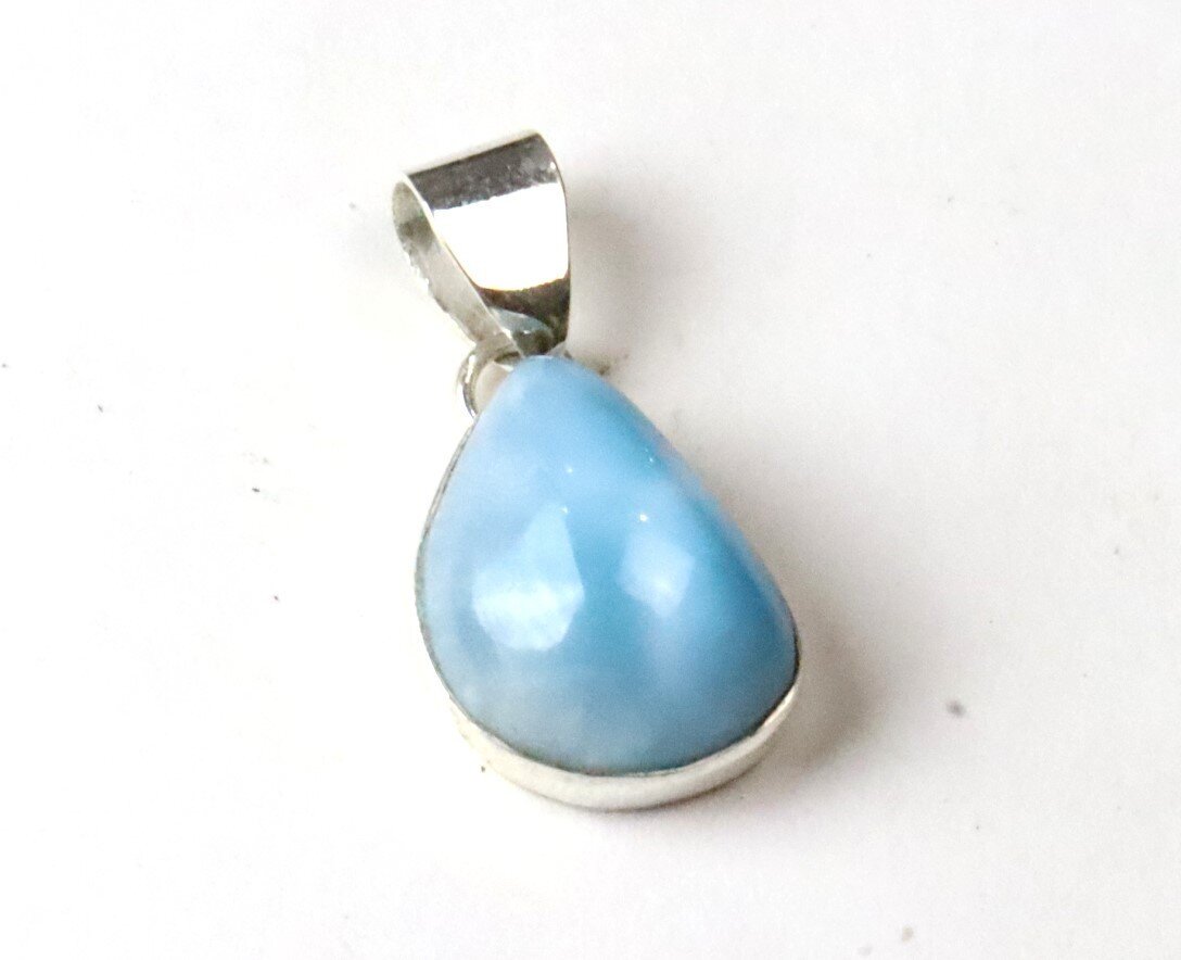 Exquisite Natural Volcanic Blue Larimar .925 Sterling Silver Pendant 26mm – photo 2