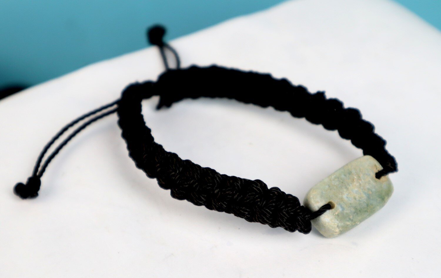 Rarest Natural Larimar (27mm) Bracelet Wristband adjustable Macrame cord – photo 6