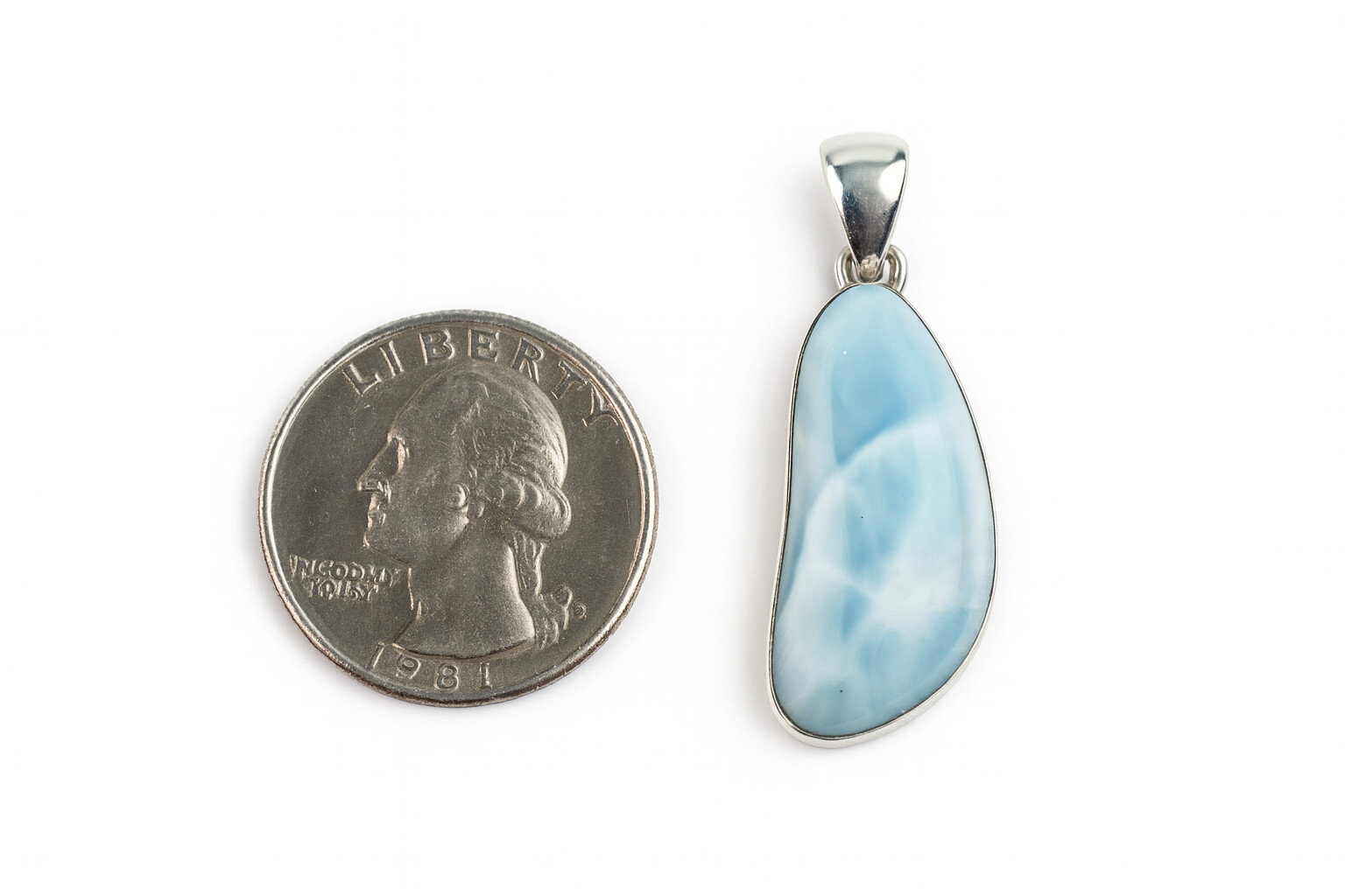 Impressive Natural Sky Blue Larimar .925 Sterling Silver Pendant 40mm – photo 8