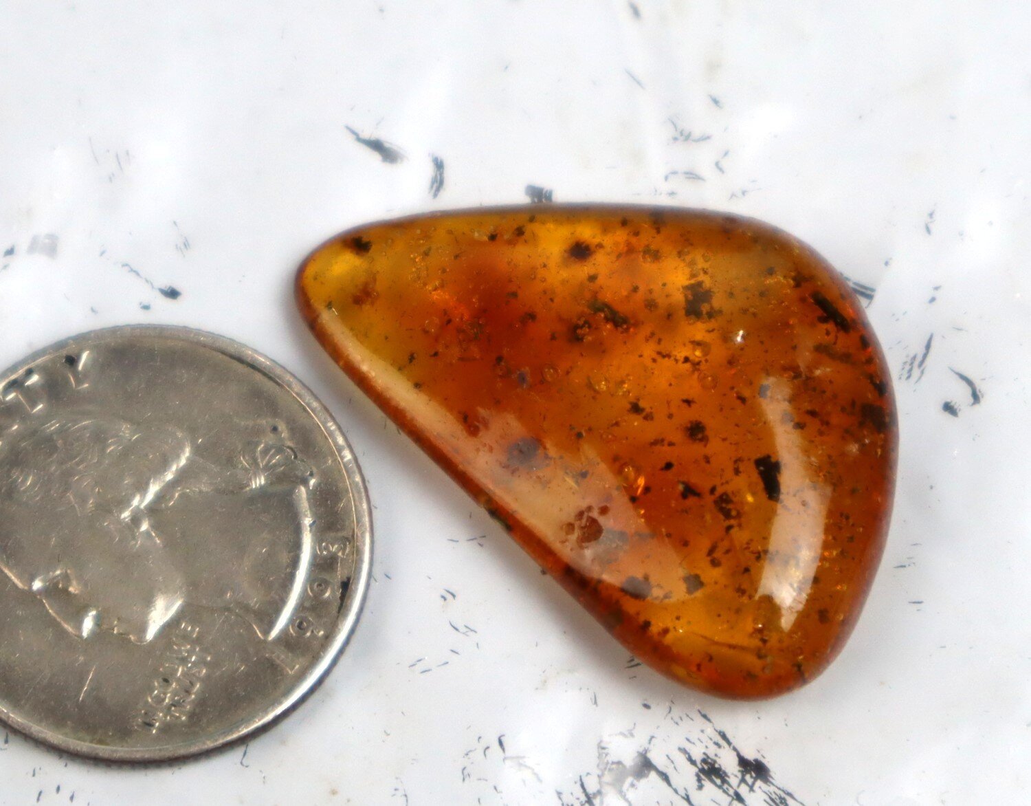 Excellent Natural Dominican Translucent Orange Red Amber Polished Stone 36mm – photo 4