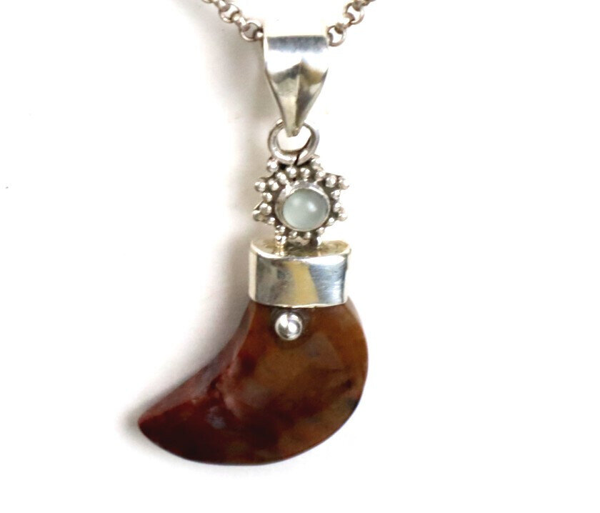 Finest Natural Deep Brown Cat Eye .925 Sterling Silver Claw Pendant 60mm – photo 5