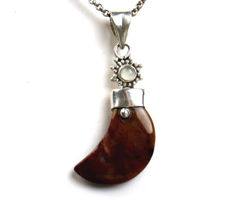 Finest Natural Deep Brown Cat Eye .925 Sterling Silver Claw Pendant 60mm – photo 6