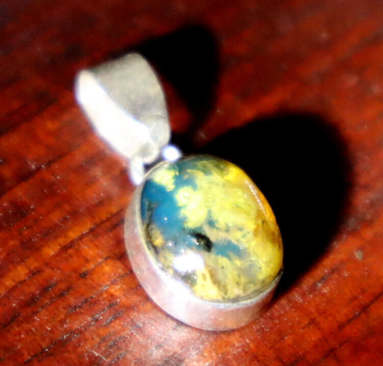 Natural Clear Deep Blue Amber .925 Sterling Silver Pendant 24mm – photo 5