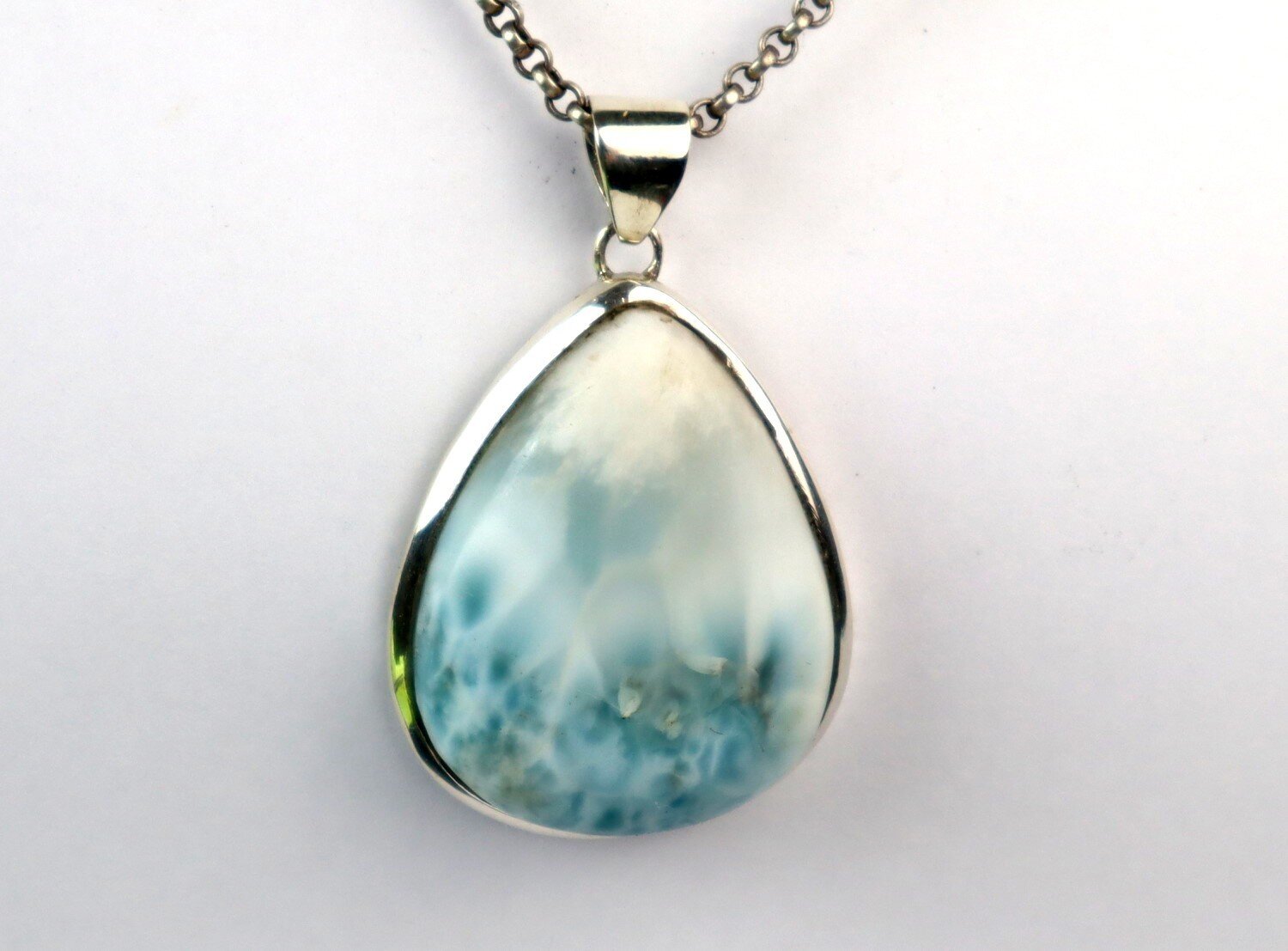 Exquisite Natural Ocean Blue Larimar .925 Sterling Silver Pendant 47mm – photo 5