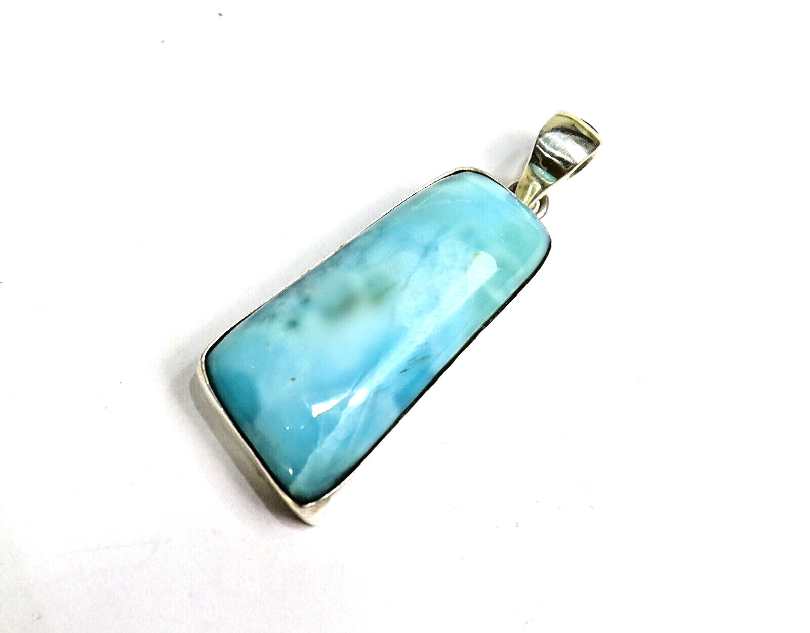 Charming Design Natural Sky Blue Larimar .925 Sterling Silver Pendant 39mm – photo 5