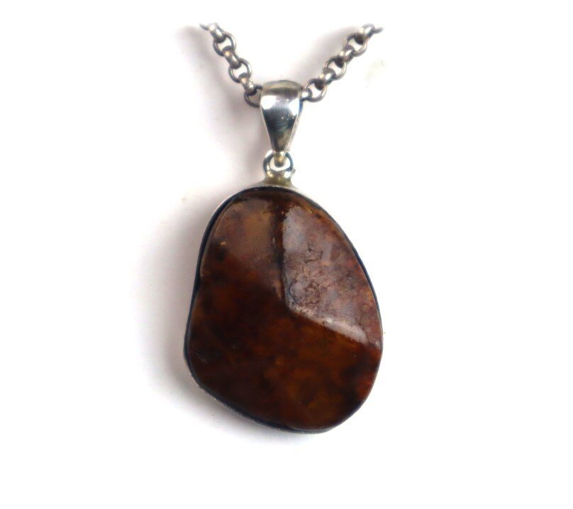 Charming Natural Translucent Brown Orange Amber 925 Sterling Silver Pendant 36mm – photo 10