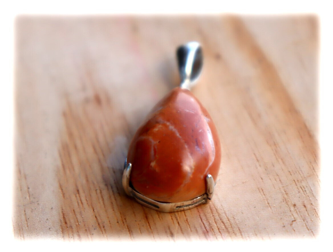 Exquisite Natural Handcrafted Orange Red Jasper .925 Sterling Silver Pendant 34mm – photo 8