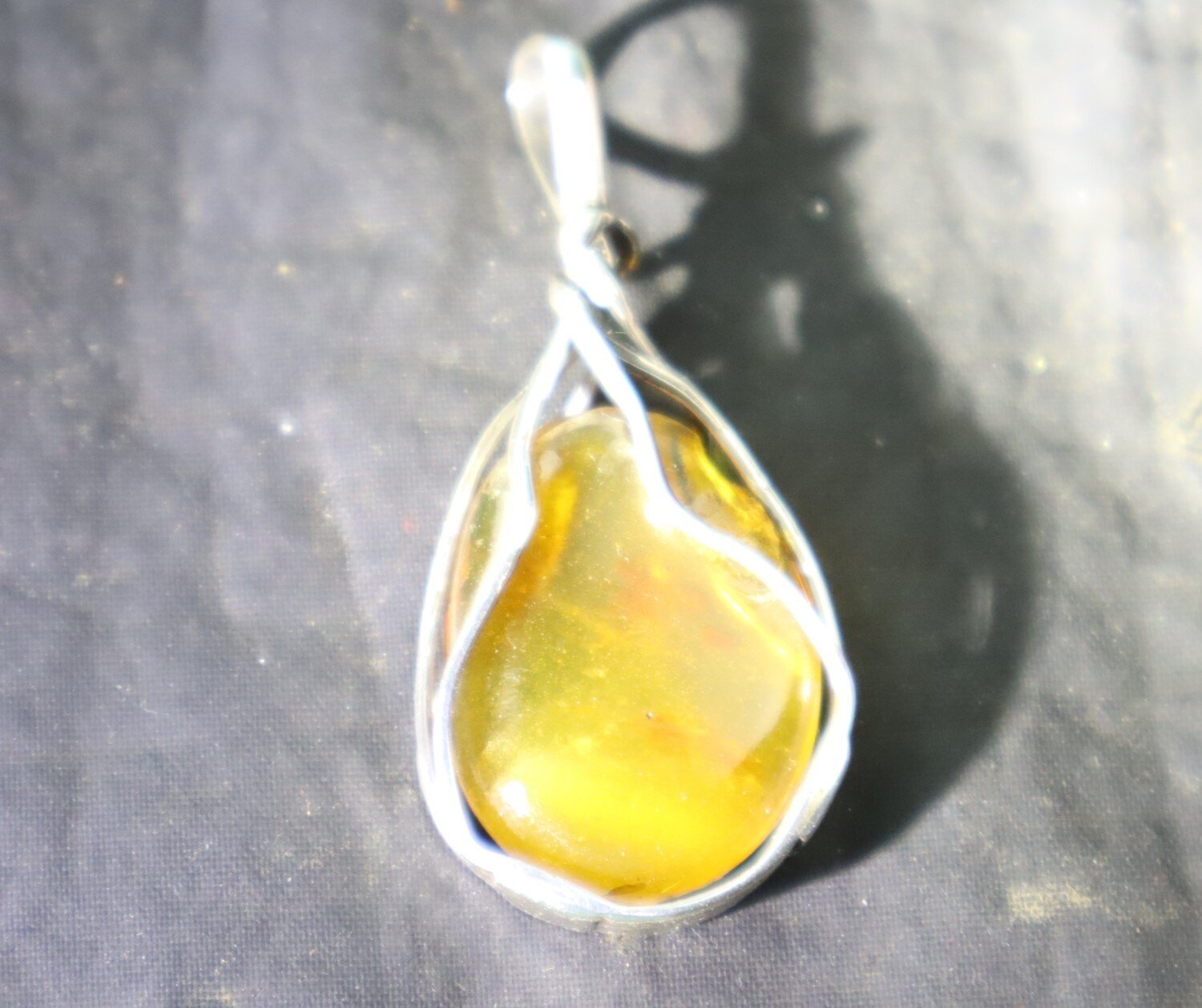 Handcrafted Natural Clear Orange Yellow Amber .925 Sterling Silver Pendant 48mm – photo 8