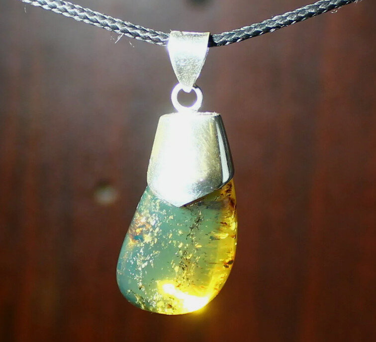 Excellent Natural Deep Green Amber .925 Sterling Silver Pendant 1.7inch – photo 4
