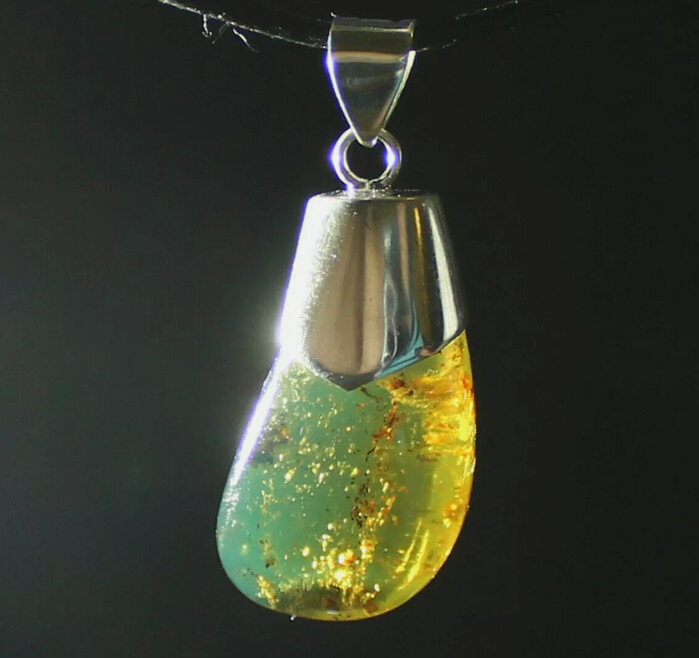 Excellent Natural Deep Green Amber .925 Sterling Silver Pendant 1.7inch – photo 8
