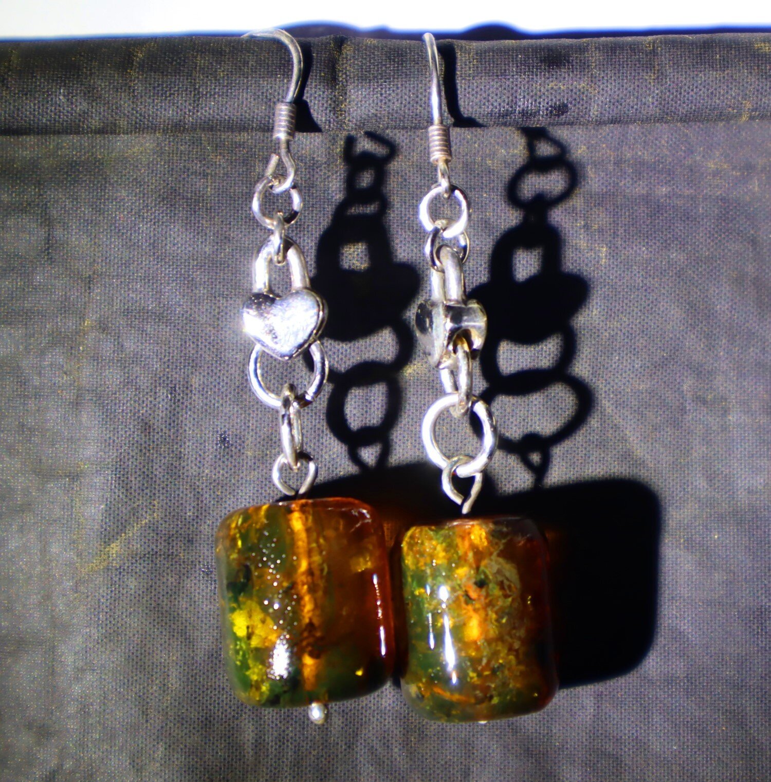 Impressive 2.5inch Natural Green Orange Amber .925 Sterling Silver Earrings – photo 7