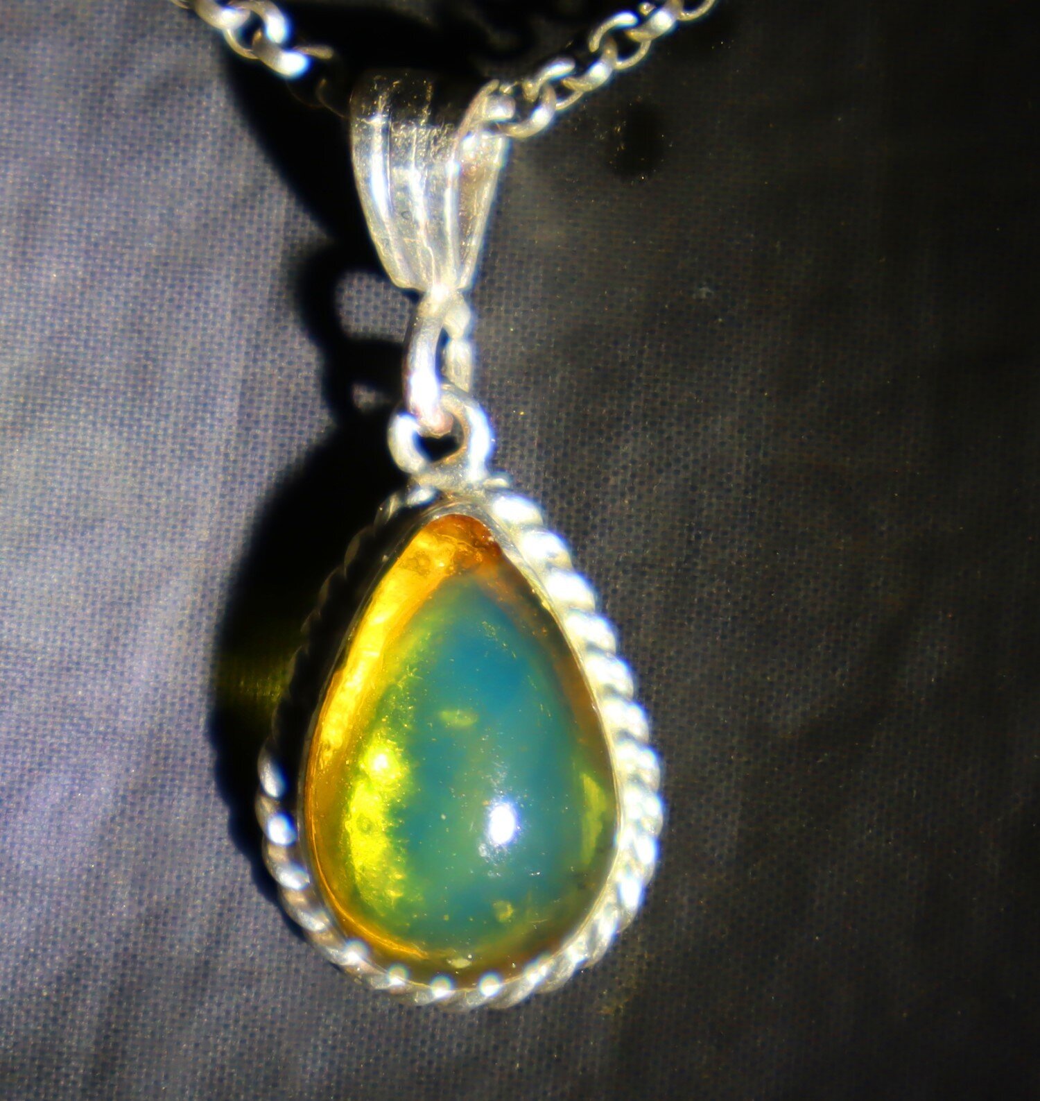 Impressive Natural Clear Ocean Blue Amber .925 Sterling Silver Pendant 37mm – photo 4