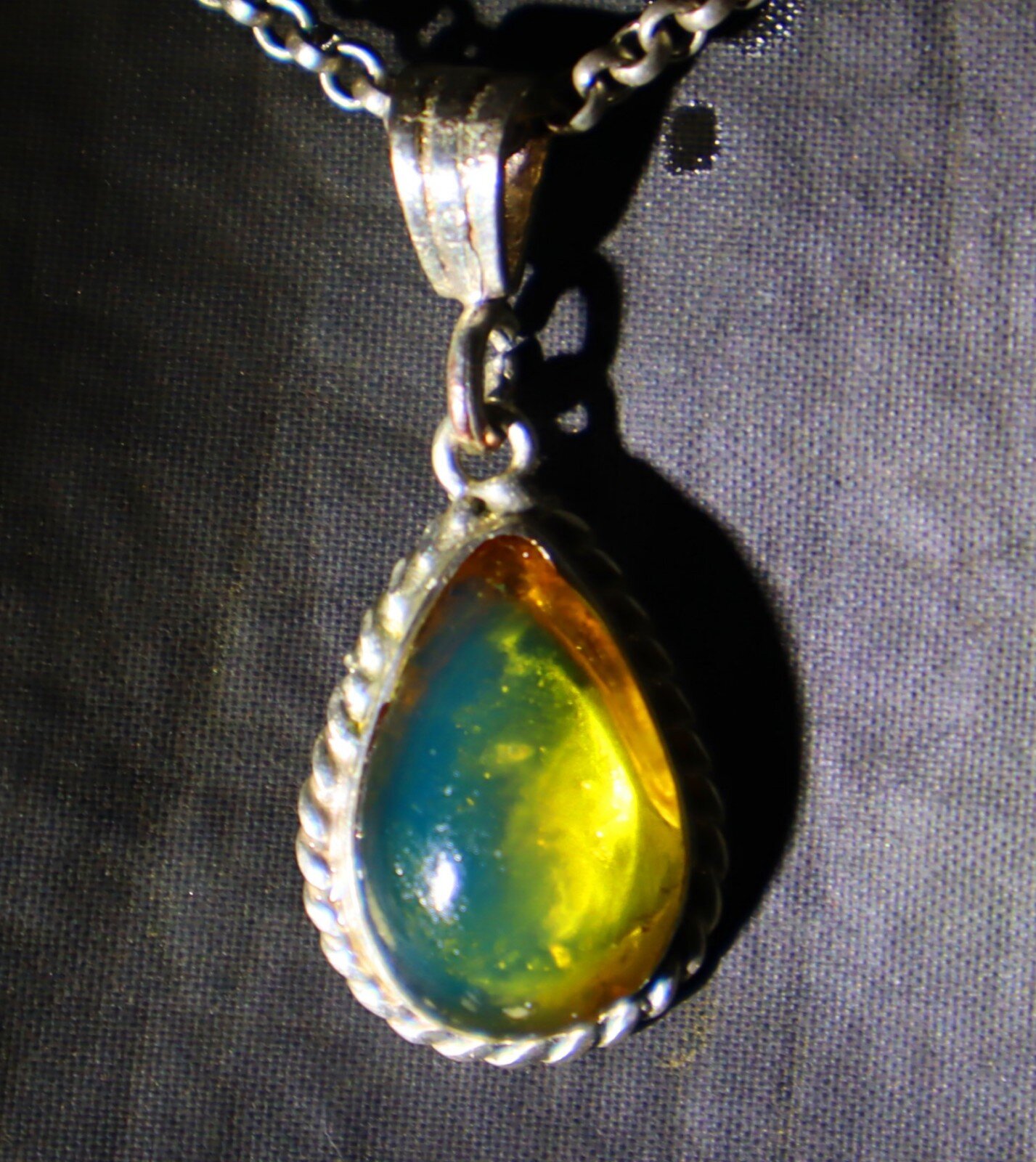 Impressive Natural Clear Ocean Blue Amber .925 Sterling Silver Pendant 37mm – photo 11