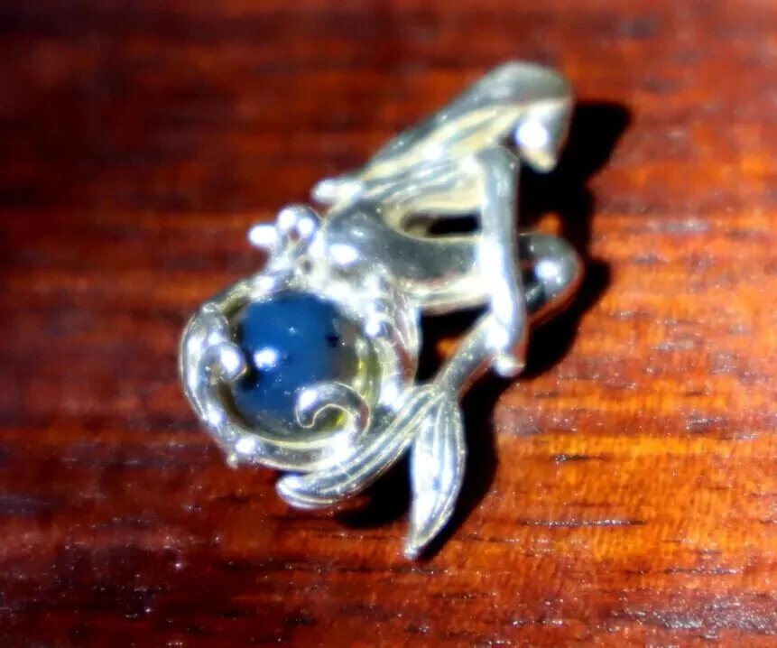 Natural Clear Volcanic Blue Amber .925 Sterling Silver Mermaid Nixe Pendant – photo 7