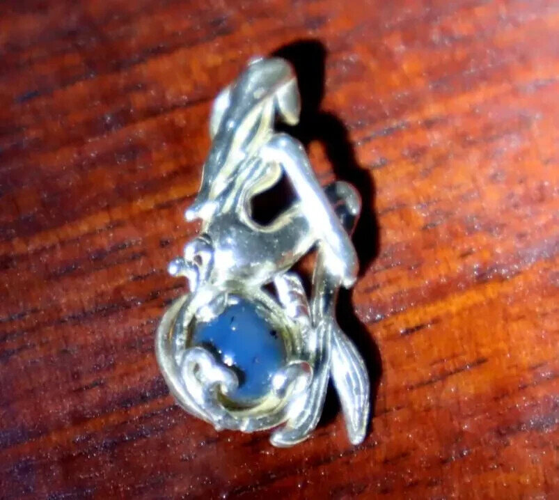Natural Clear Volcanic Blue Amber .925 Sterling Silver Mermaid Nixe Pendant – photo 8