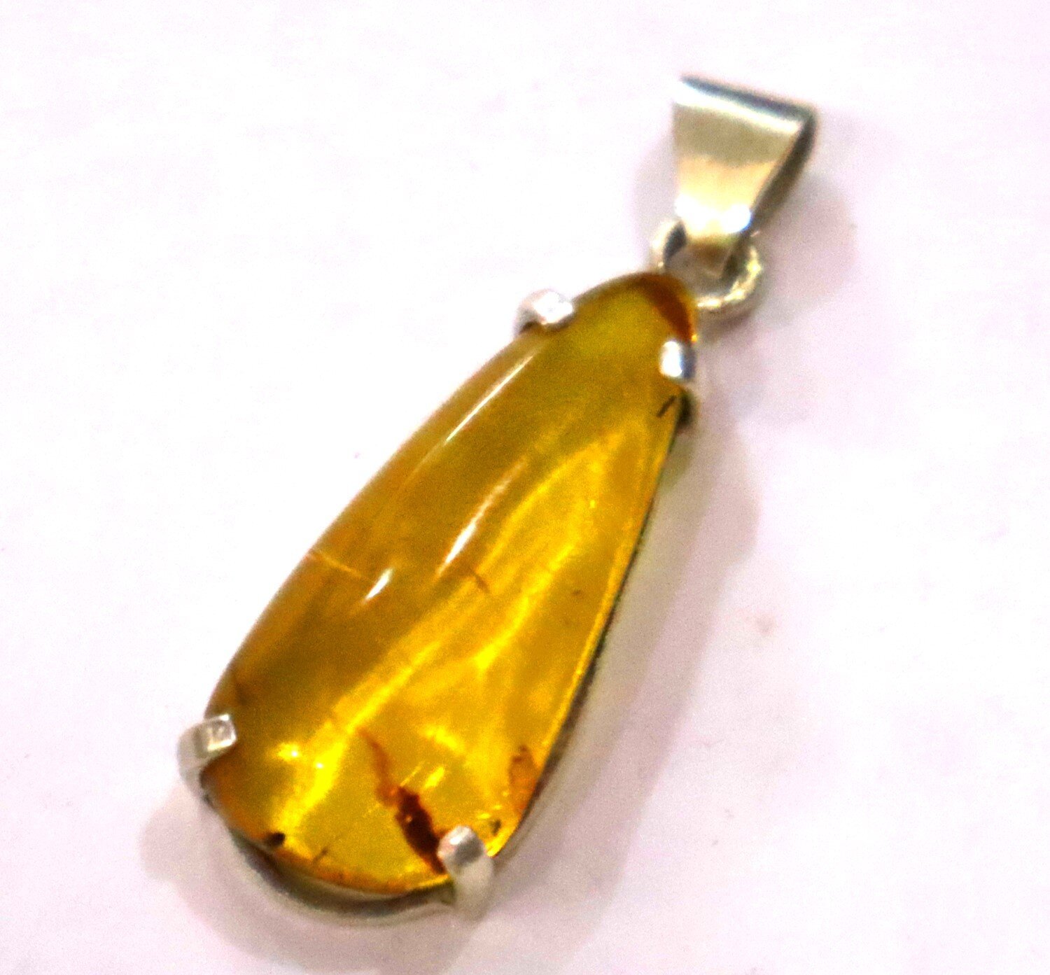 Lovely Natural Translucent Yellow Green Amber .925 Sterling Silver Pendant 42mm – photo 5