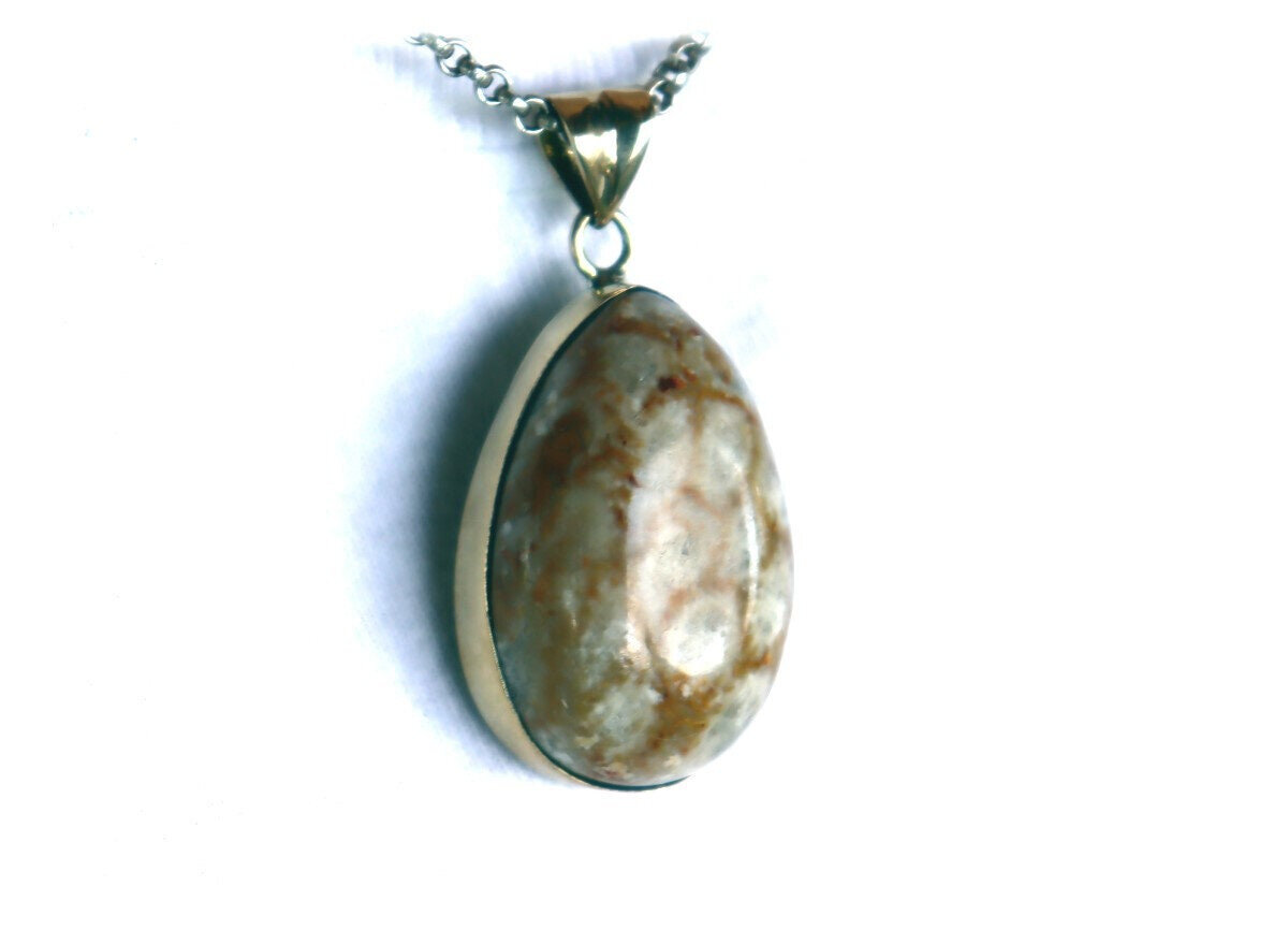 Natural Light Brown Coral Handcrafted solid 925 sterling silver Pendant 45mm – photo 4