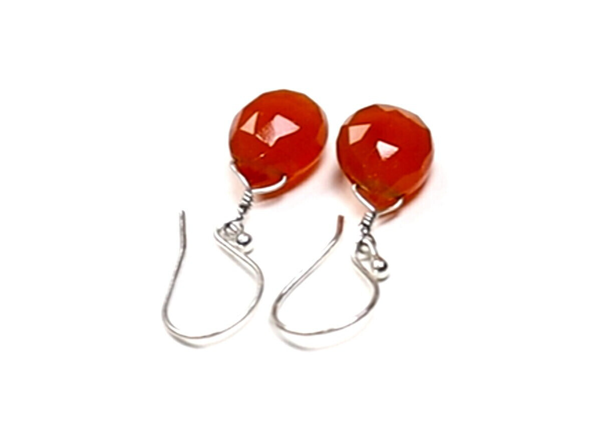 Beautiful Deep Orange Teardrop Tourmaline .925 Sterling Silver Earrings 37mm 17. – photo 4