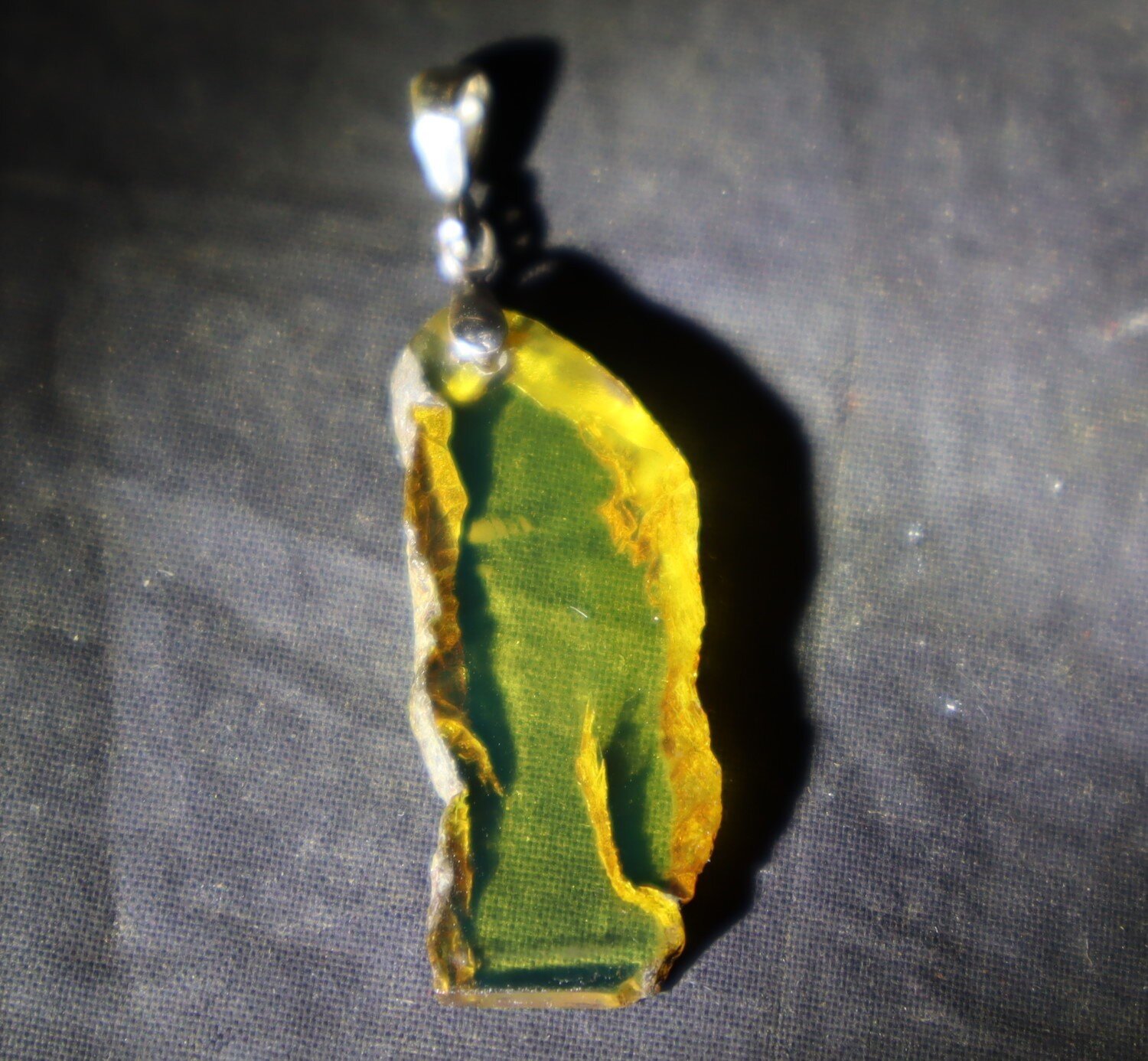 Natural Clear Light Green Amber .925 Sterling Silver Pendant 44mm – photo 6