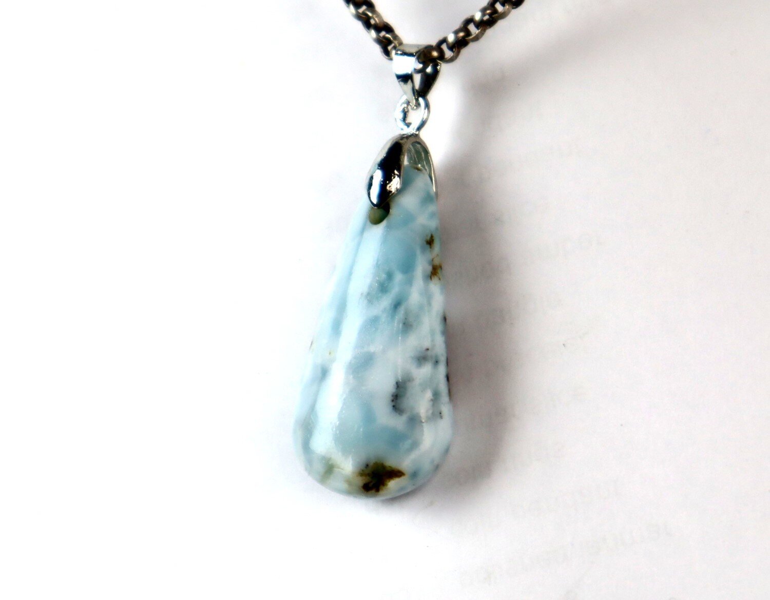 Charming Design Natural Light Blue Larimar Pendant 41mm – photo 5