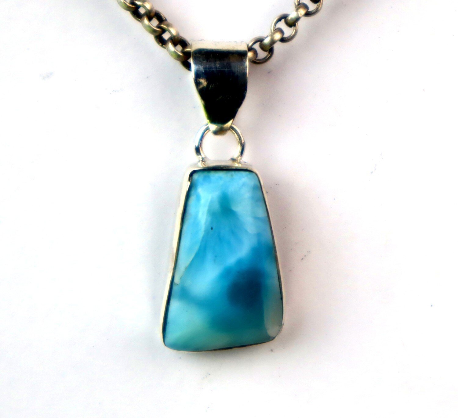 Lovely Natural Deep Blue Larimar .925 Sterling Silver Pendant 28mm – photo 4