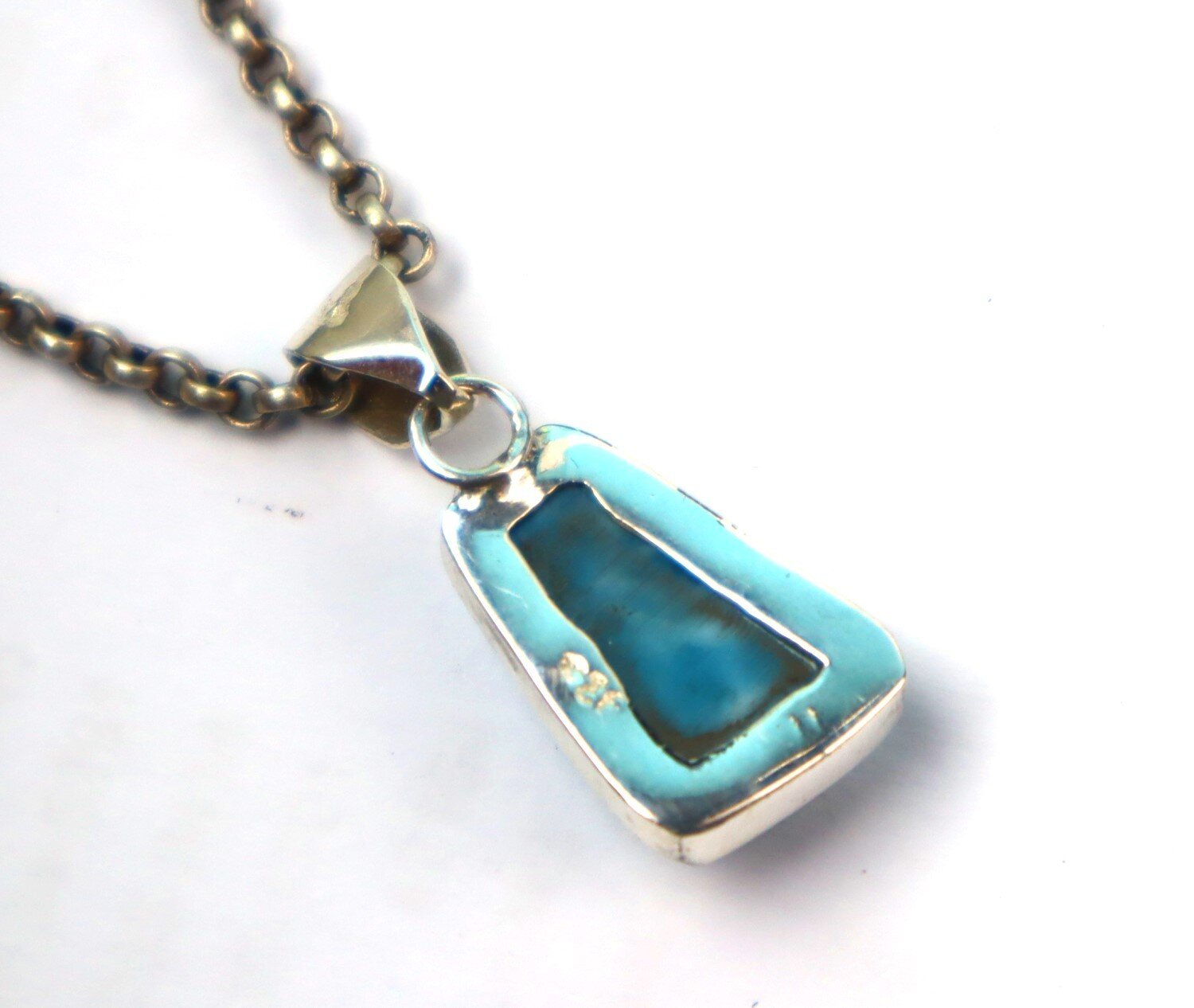 Lovely Natural Deep Blue Larimar .925 Sterling Silver Pendant 28mm – photo 7