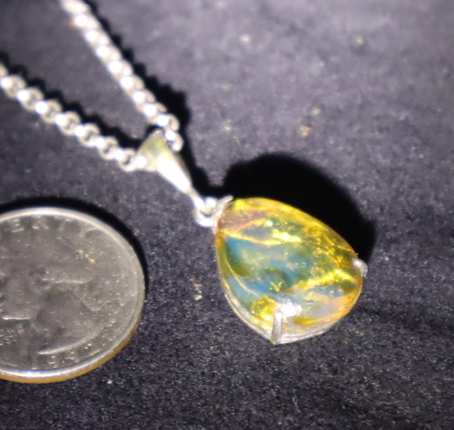 Exquisite Natural Clear Light Blue Amber .925 Sterling Silver Pendant 35mm – photo 10
