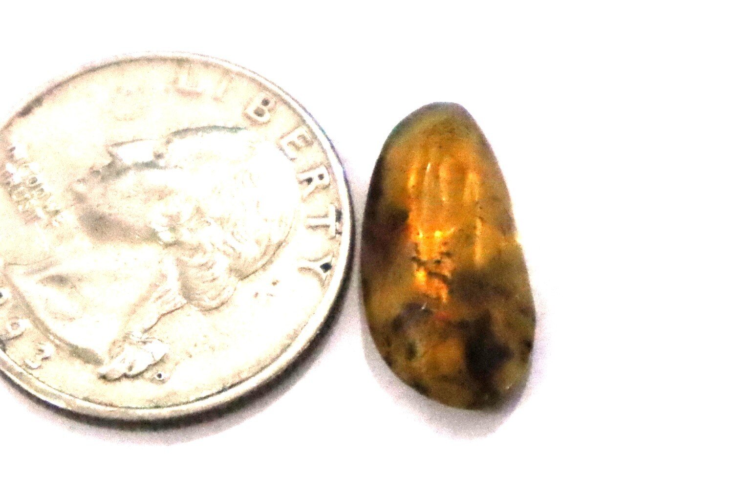 Natural Dominican Clear Volcanic Blue Amber Polished Stone 20mm – photo 10